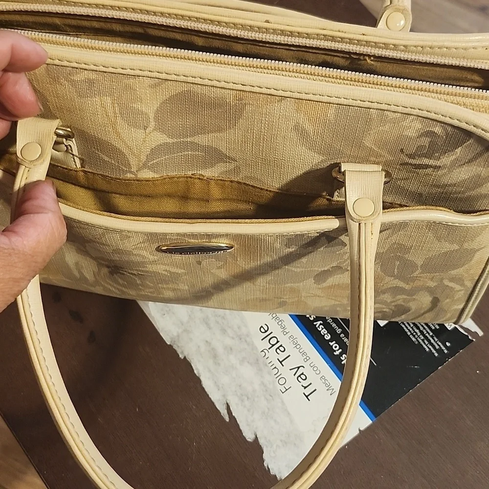 Liz Claiborne Elegant Floral Beige Handbag